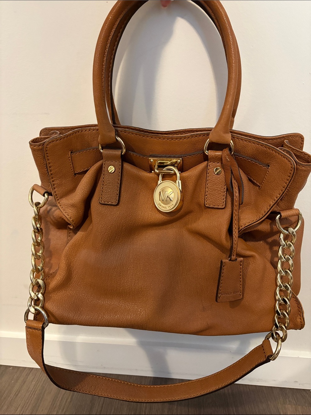 Michael Kors Collection Tan Leather Tote with Gold Accents